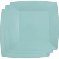 SANTEX 20x Stuks feest diner bordjes papier/karton vierkant - lichtblauw - 23cm - Feestbordjes