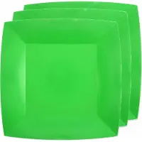 SANTEX 20x Stuks feest diner bordjes papier/karton vierkant - groen - 23cm - Feestbordjes