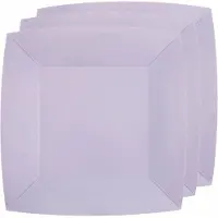 SANTEX 30x Stuks feest ontbijt/gebak bordjes papier/karton vierkant - paars - 18cm - Feestbordjes