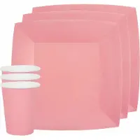 SANTEX 10x wegwerp bordjes en bekertjes - roze - Feestbordjes