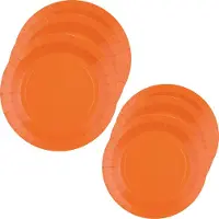 SANTEX Feest/verjaardag borden set - 20x stuks - oranje - 17 cm en 22 cm