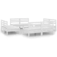 vidaXL 8-delige loungeset voor de tuin, wit, grenenhout, massief