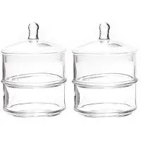 Cosy & Trendy 2x Glazen 2 laags bonbonniere voor chocolade/bonbons 12 x 18 cm - Voorraadpot