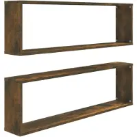 vidaXL Wandschappen kubus 2 st 100x15x30 cm bewerkt hout gerookt eiken