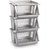 Forte Plastics 2x Grijze Opberg Kratten/kasten/organizers 3 Vakken 62 Cm - Opbergmanden