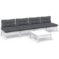 vidaXL 5-delige Loungeset met antracietkleurige kussens grenenhout