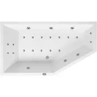 Lambini Designs Florence bubbelbad 160x90cm elektronisch links 6+4+2 hydrojets en 12 aerojets met bedieningspaneel chroom