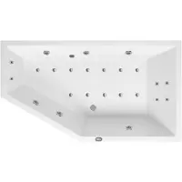 Lambini Designs Florence bubbelbad 160x90cm elektronisch rechts 6+4+2 hydrojets en 12 aerojets met bedieningspaneel chroom