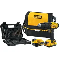 Stanley FATMAX V20 18V Schroef-/klopboormachine met 50-delige accessoireset in softbag (met 2.0Ah en 4.0Ah accu en lader) SFMCD711DMA-QW