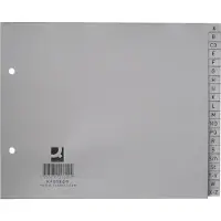 Q-CONNECT tabbladen, ft 18 x 22,5 cm, PP, 2-gaatsperforatie, set van A-Z, grijs 25 stuks