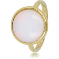 My Bendel - Ring Goudkleurig met White Quartz Edelsteen - Goudkleurige Ring - White Quartz Edelsteen - Hypoallergeen - met Luxe Cadeauverpakking | Sieraden Voor Dames | Maat 17.00 Mm / Maat 53