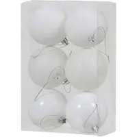Othmar decorations 6x Witte kunststof kerstballen 8 cm glans/mat/glitter - Kerstbal