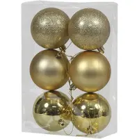 Othmar decorations Kerstballen - 6x st - goud - D8 cm - kunststof - Kerstbal