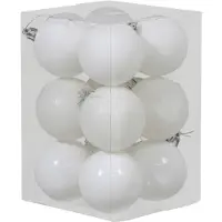 Othmar decorations 12x Witte kunststof kerstballen 6 cm glans/mat/glitter - Kerstbal