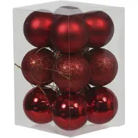 Othmar decorations Kerstballen - 12x st - rood - D6 cm - kunststof - Kerstbal