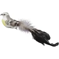 Othmar decorations 6x Grijze decoratie vogels op clip 21 cm - Kersthangers
