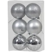 Othmar decorations Kerstballen - 6x st - zilver - 8 cm - kunststof - Kerstbal