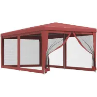 vidaXL partytent met 6 mesh-zijwanden, rood, 3x6 meter, HDPE