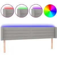 vidaXL Hoofdbord LED 163x16x78/88 cm stof lichtgrijs