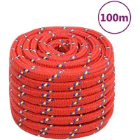 vidaXL Boottouw 20 mm 100 m polypropyleen rood