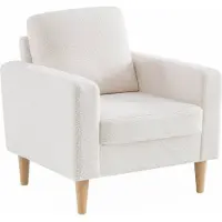 Sweeek Scandinavische fauteuil van eucalyptushout en bouclé stof Crème