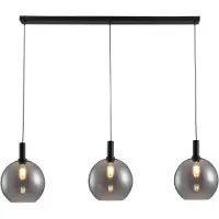 Freelight Hanglamp Chandra 3 lichts rook glas L 120 cm zwart
