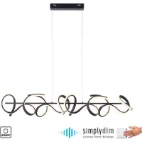 Leuchtendirekt Hanglamp Curls, dimbaar, zwart, Woon-/ Eetkamer, metaal, Modern