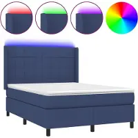 vidaXL Boxspring met matras en LED stof blauw 140x200 cm