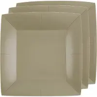 SANTEX Feest gebaksbordjes - taupe - 10x - karton - 18 cm - vierkant - kartonnen feestbordjes
