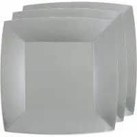SANTEX Bordjes karton - 10x - vierkant - zilver - 23 x 23 cm - feestbordjes