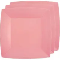 SANTEX Bordjes karton - 10x - vierkant - roze - 23 x 23 cm - feestbordjes