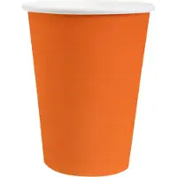 SANTEX feest/verjaardag bekertjes - 10x stuks - karton - oranje - 250 ml