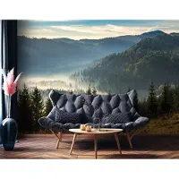 Consalnet Fotobehang - Bergen - Bomen - Mist - Landschap - Vliesbehang - (254 x 184 cm)
