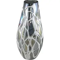 Ptmd Conck Grey Solid Glass Vase White Organic L (Grijs, 19.5x45x19.5cm)