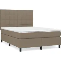 vidaXL Boxspring met matras stof taupe 140x200 cm