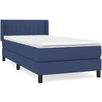 vidaXL Boxspring met matras stof blauw 90x200 cm