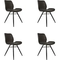 Bronx71 Industriële eetkamerstoel Barrel antraciet eco leer - Eetkamerstoelen set van 4.