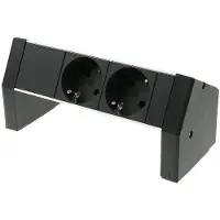 Plenty desktop stekkerdoos met Prolink installatiestekker en 2 contacten / zwart/zilver