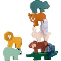 Trixie Houten Stapeldieren - Met 9 Dierenpopjes - 100%FSC Hout - Inzicht Spel - Voor Kinderen vanaf 18m+