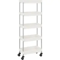 vidaXL Keukentrolley 5-laags 42x29x128 cm ijzer en ABS wit
