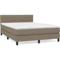vidaXL Boxspring met matras stof taupe 140x200 cm