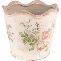 Clayre & Eef Bloempot Ø 18x17 cm Roze Beige Keramiek Bloemen Bloempot binnen Roze Bloempot binnen