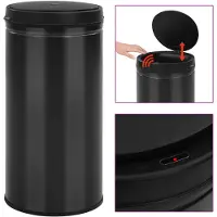 vidaXL Automatische prullenbak met sensor, 70 liter, koolstofstaal, zwart