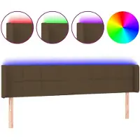 vidaXL Hoofdbord LED 203x16x78/88 cm stof donkerbruin