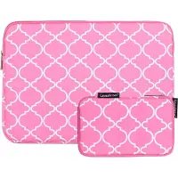 Canvasartisan Laptop Sleeve 14 inch Quatrefoil Roze + Accessoires Etui