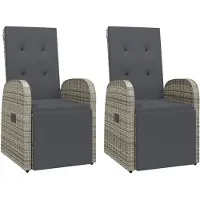 vidaXL Tuinstoelen 2 st verstelbaar met kussens poly rattan grijs
