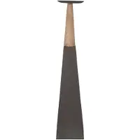 Clayre & Eef Kandelaar 60 cm Grijs Bruin Hout Ijzer Vierkant Kaarsenhouder Grijs Kaarsenhouder