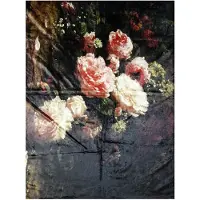 Clayre & Eef Plaid 130x170 cm Zwart Roze Polyester Rechthoek Bloemen Deken Zwart Deken
