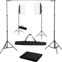 vidaXL Fotostudioset met softboxlampen en achtergrond