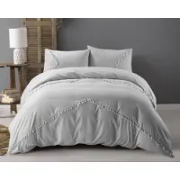 ZENsation Dekbedovertrek Ball Fringe - grijs - microvezel - 1-persoons (140x220 + 60x70 cm)
